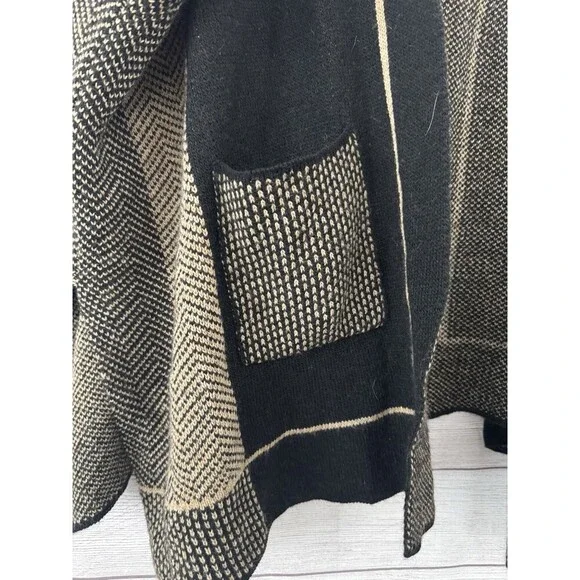 Cocogio SweaterCardigan Open Hoodie Women Black Wool Blend Made In Italy Wool